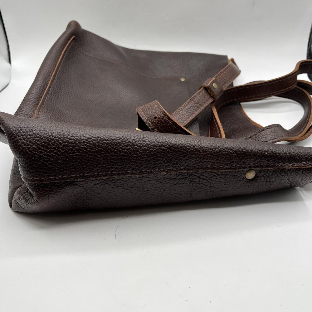 Portland Leather Goods Crossbody Medium Tote Bag Nutmeg Brown Pebble Leather - Picture 5 of 8
